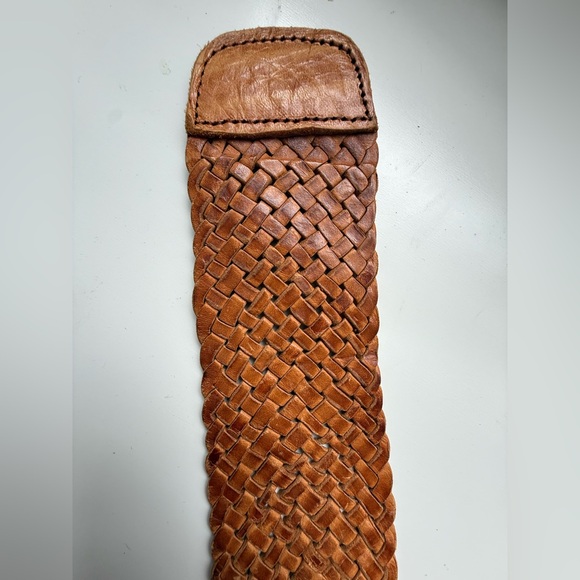 Vintage Braided Leather Belt Silver Tiger Eye Buckle - Picture 6 of 7